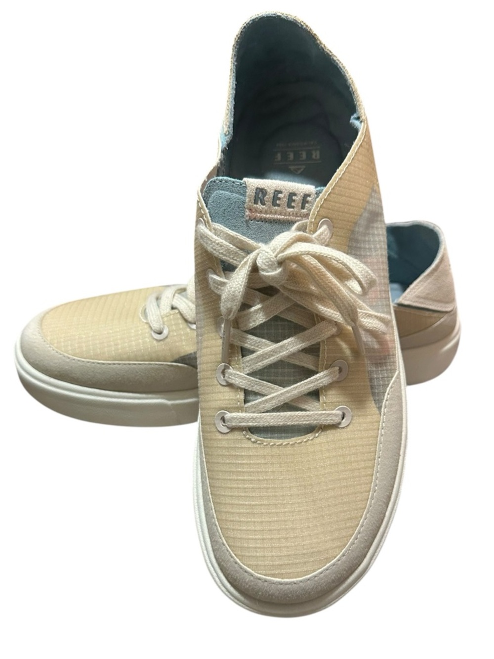 Reef Navigator Tan Blue Crushback Heel Ripstop Panel